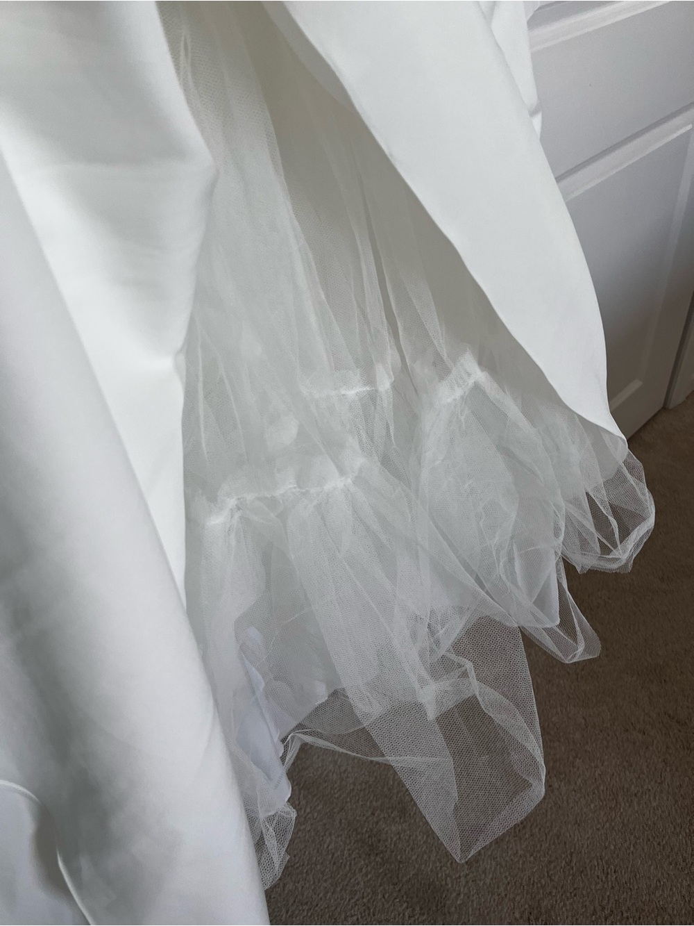 Mac Duggal Simple White Spaghetti-Strap A-Line Wedding Dress - Picture 2 of 3